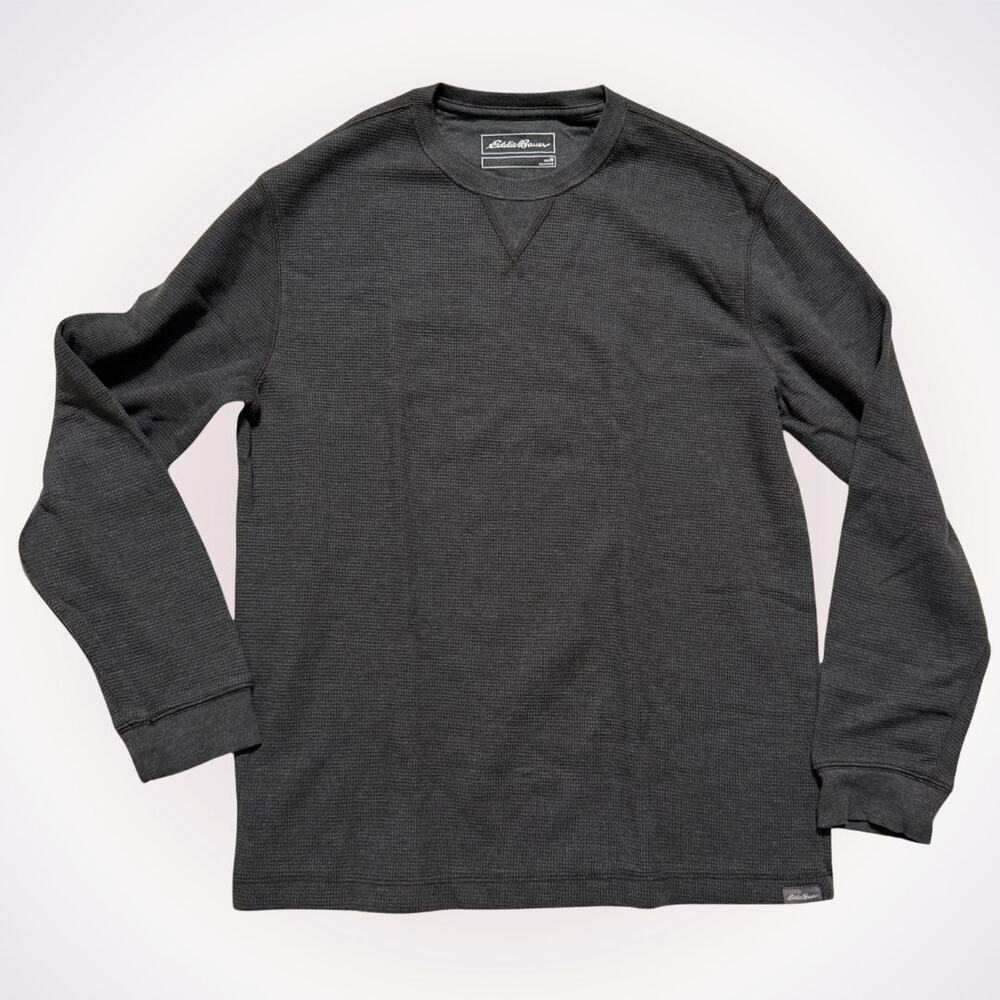 Eddie Bauer Black Waffle Knit Long Sleeve Shirt | Sz M